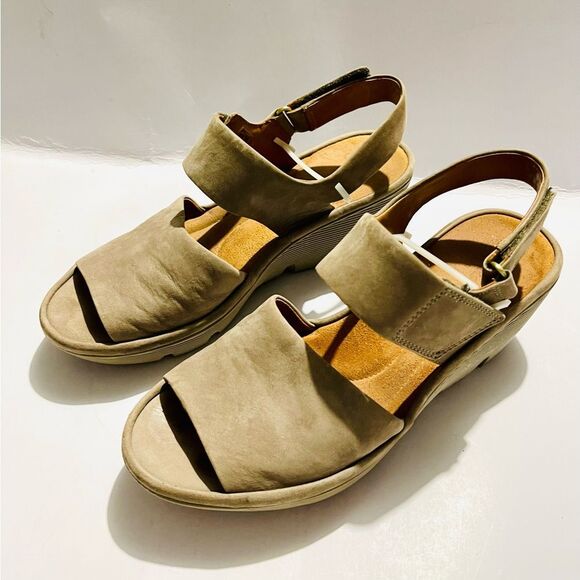Sandals Wedge Clarks Artisan Clarene Allure Slingback Leather Shoes Womens 9 - Picture 2 of 8